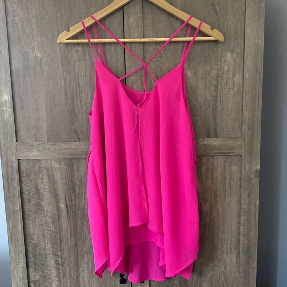 Daytrip Chiffon Flowy Pink Strap Tank Top Women’s Size Small - Picture 3 of 15